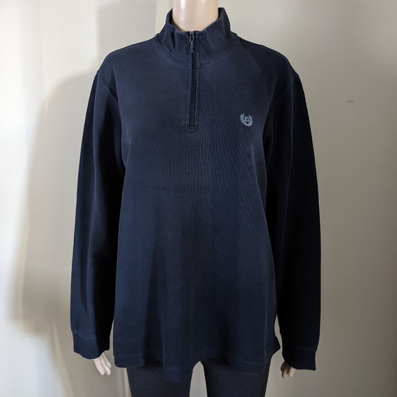 Chaps 1/4 zip knit navy sweater, men's small - Picture 2 of 3